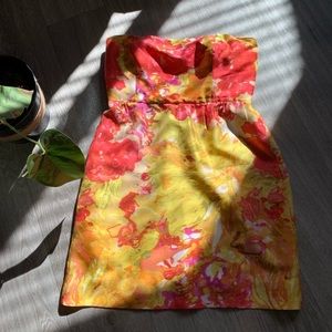 J. Crew Silk Floral Strapless Dress  Size 4 EUC